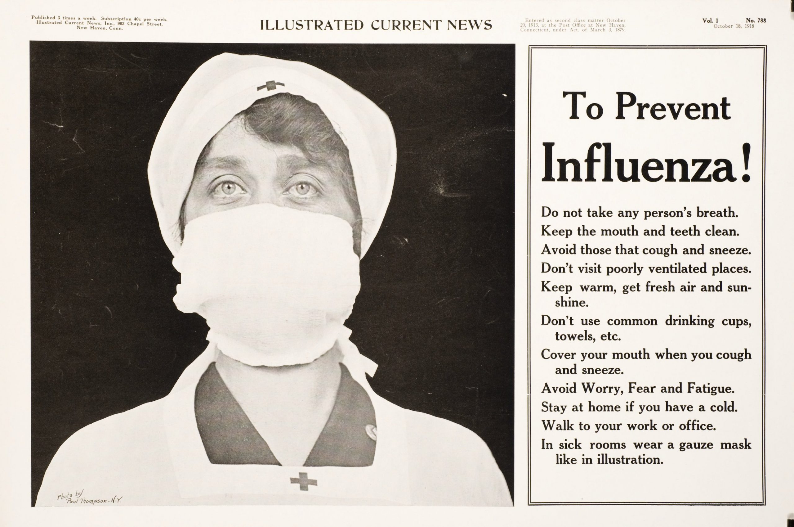 The Mask and The Rules made their debut during the Spanish Flu pandemic of 1918. People accepted the recommendations for hygeine and caution as sensible, but many physicians doubted masks did any good. Opinion is still divided. 