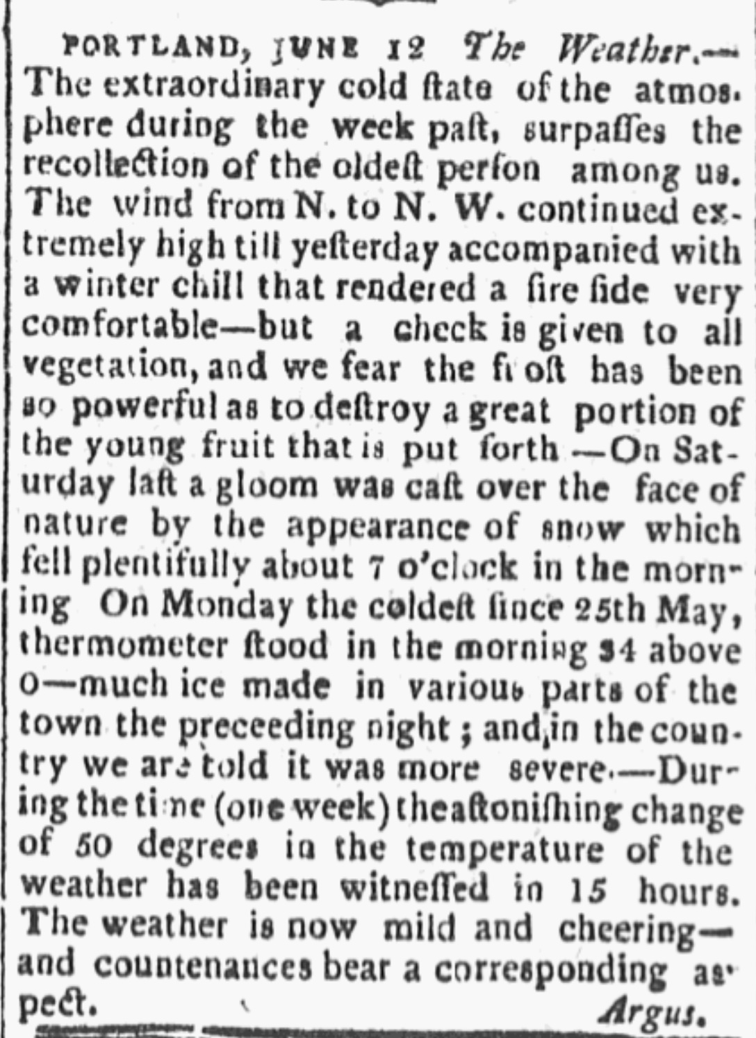 From the Boston Daily Advertiser, June 14, 1816